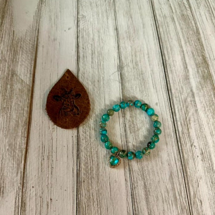 Heart Charm Stone Bracelets