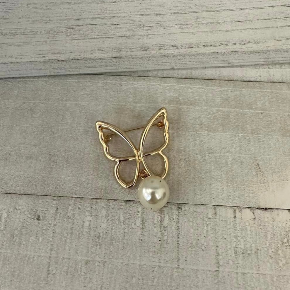 Butterfly Pearl Buckle Pins