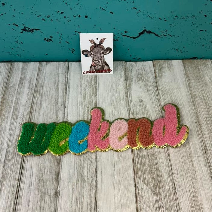 Chenille MAMA &amp; WEEKEND Patch-Iron on-NEW COLORS