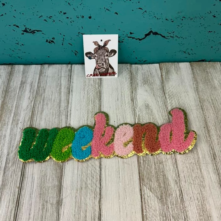Chenille MAMA & WEEKEND Patch-Iron on-NEW COLORS