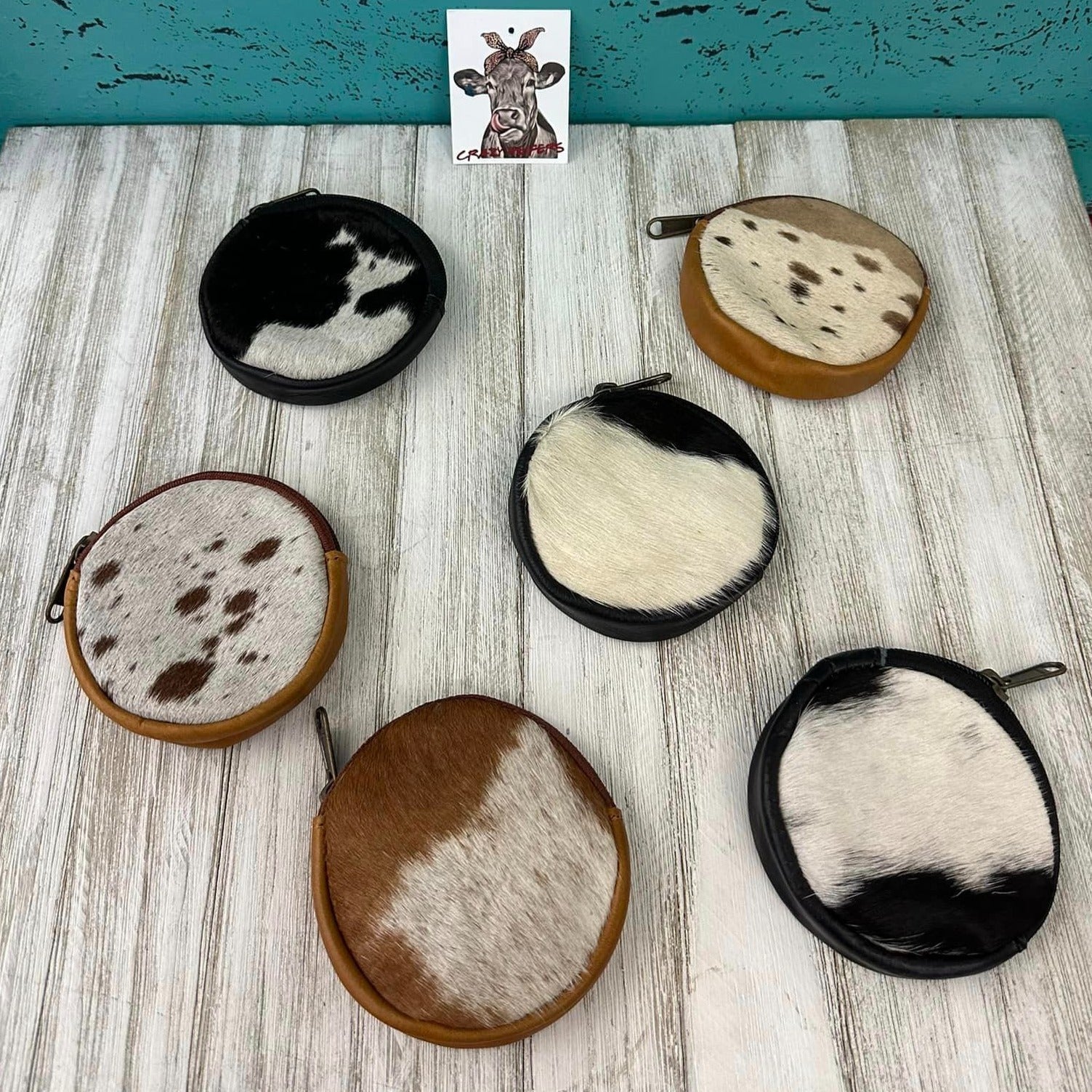Cowhide Coin Purse Round