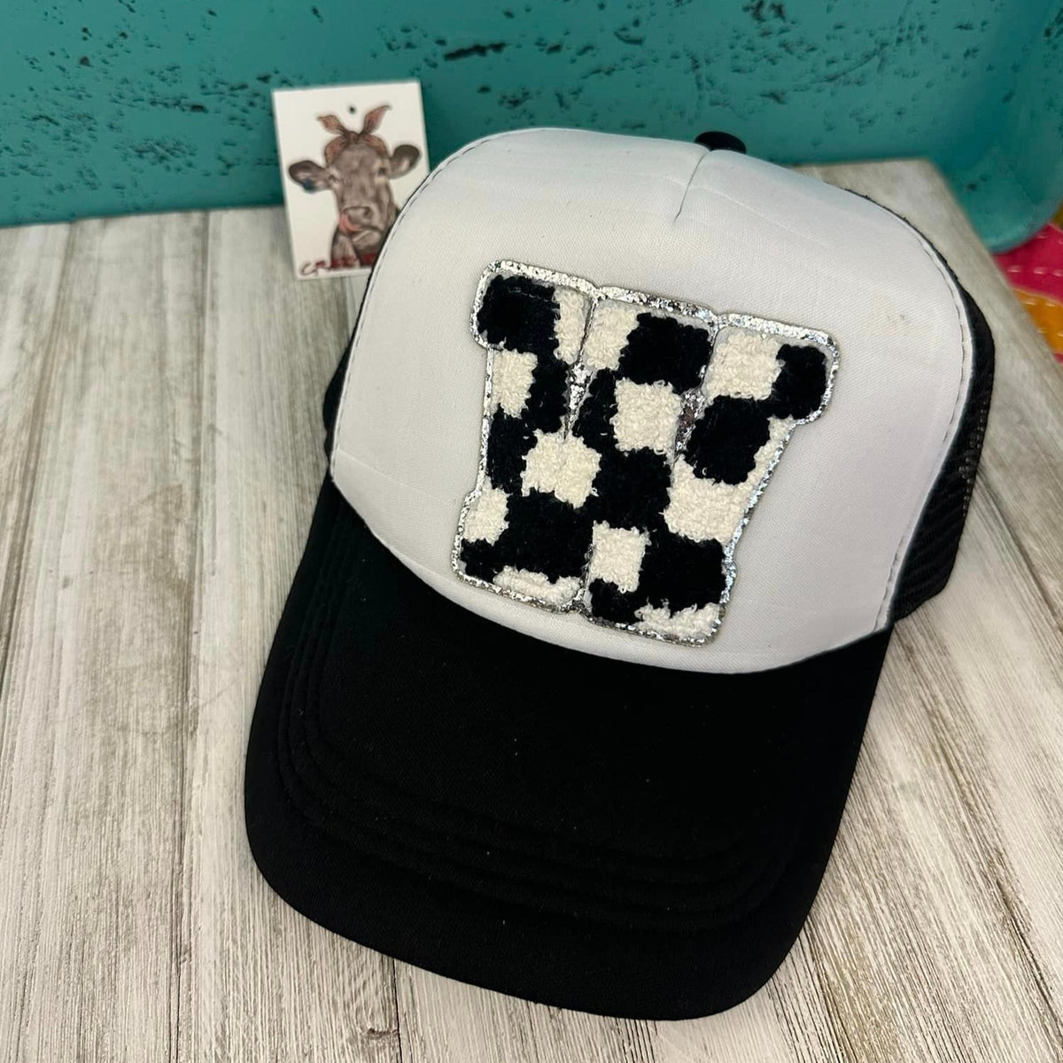 Black Check Chenille Patches Letters A-Z-Iron on