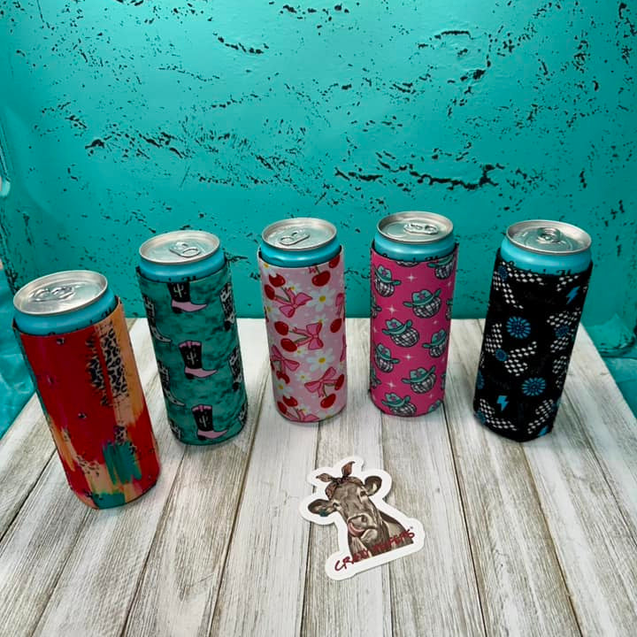 Neoprene Slim Can Coolers W/ Magnet-Trendy