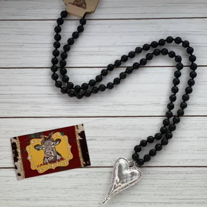 Lava Stone Heart Necklaces