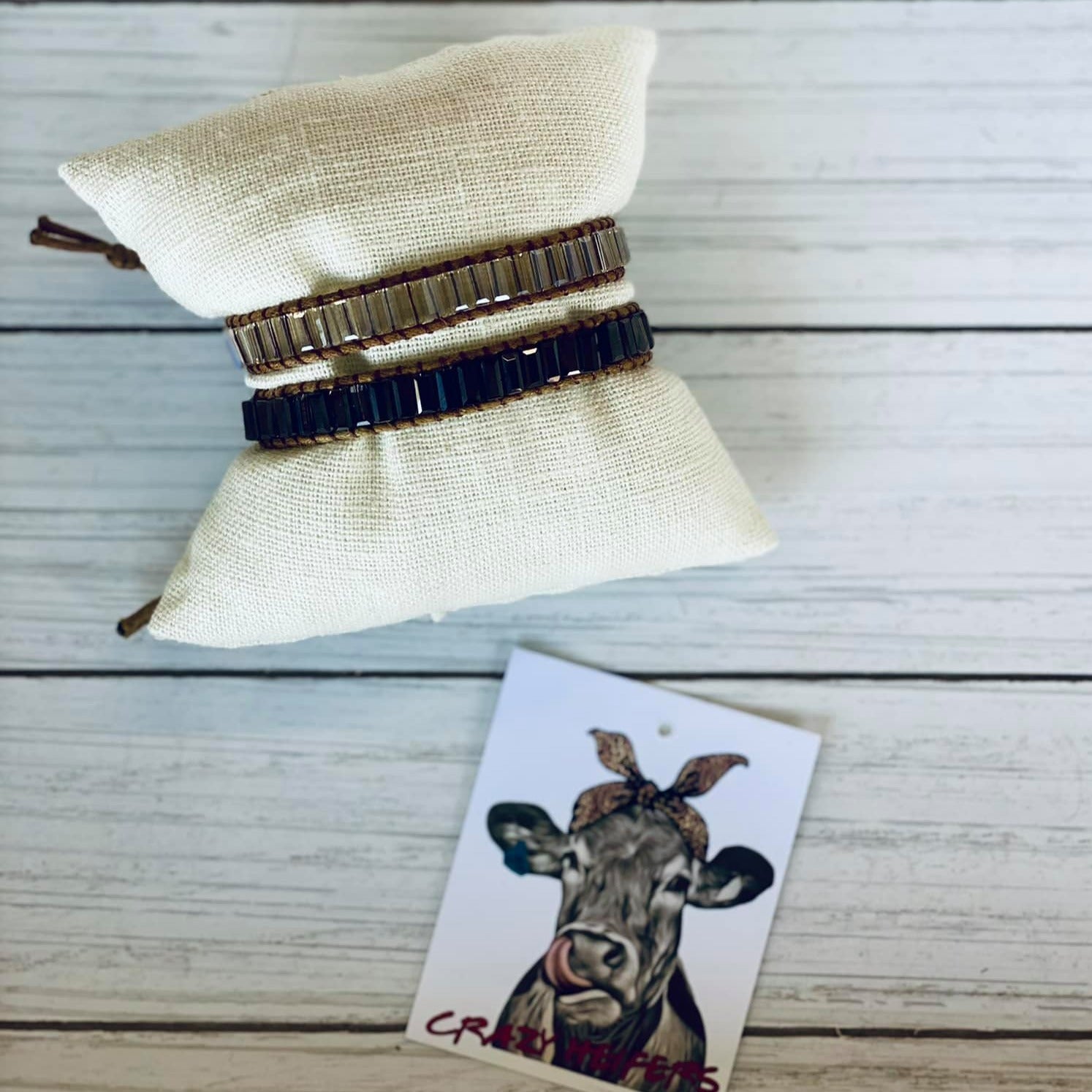 Rectangle Glass Bead Wrap Bracelet