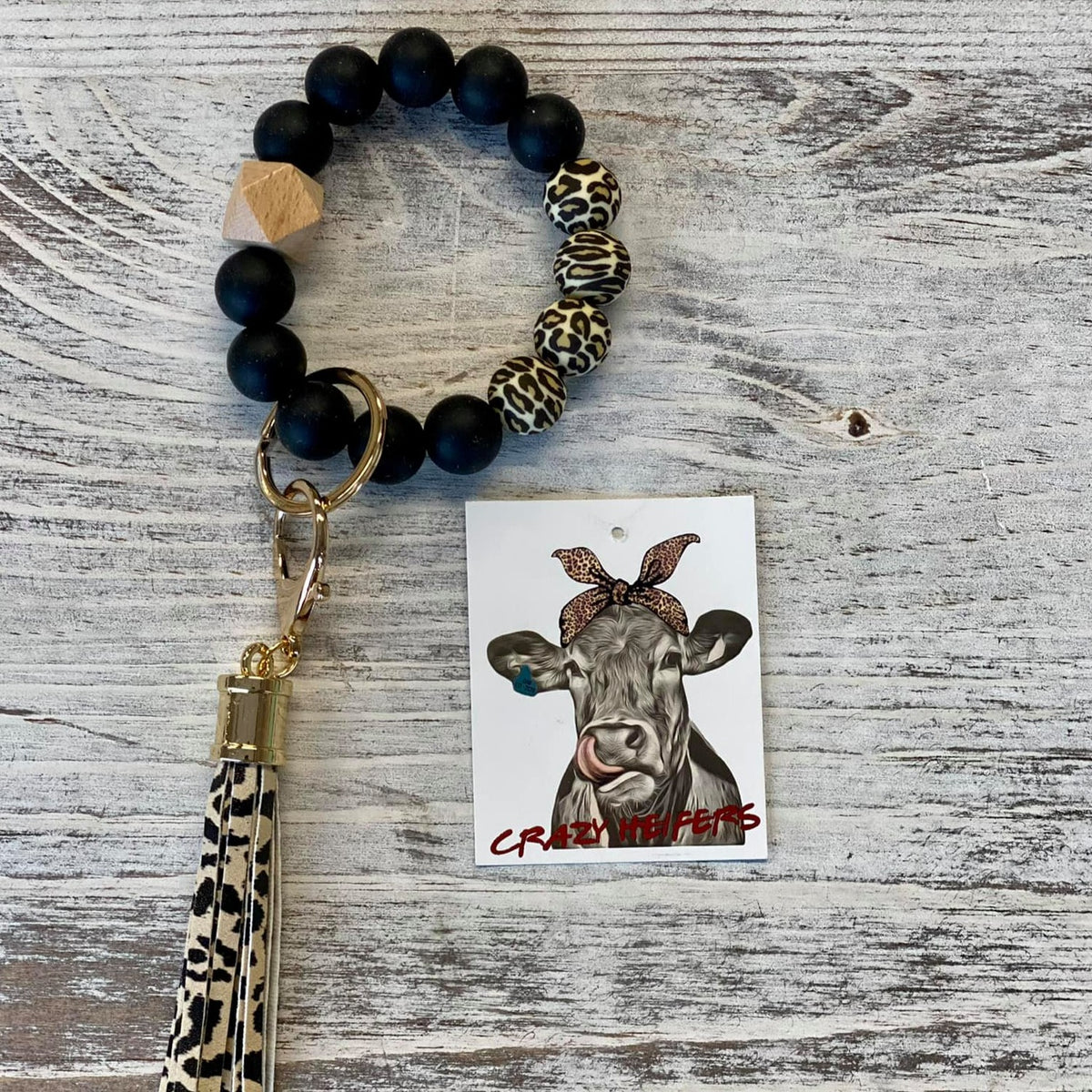 Silicone Bangle Keychain-Cow &amp; Leopard