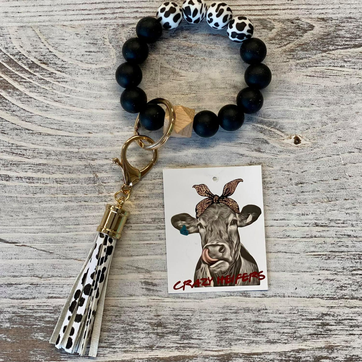 Silicone Bangle Keychain-Cow &amp; Leopard