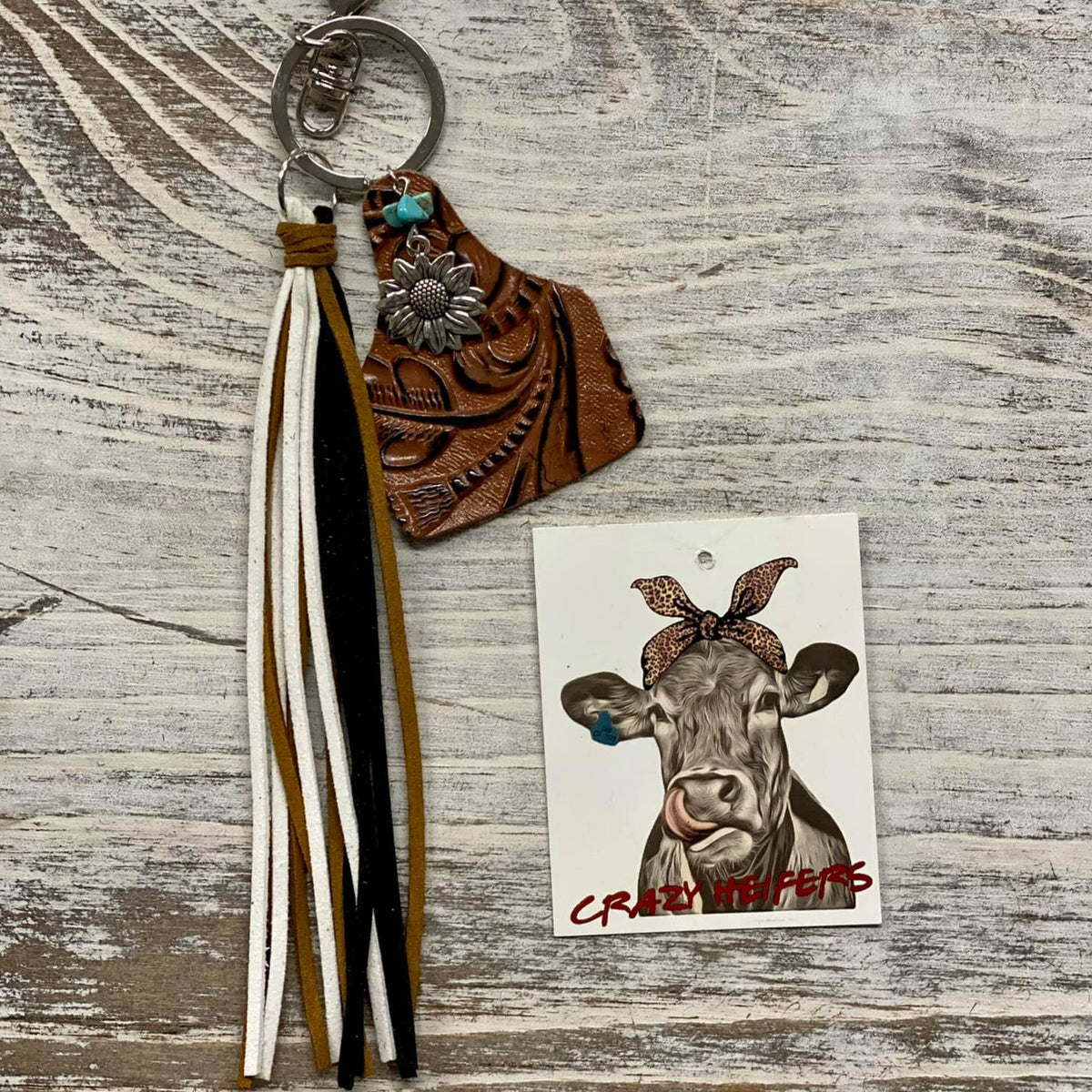Cow Tag Tassel Keychain
