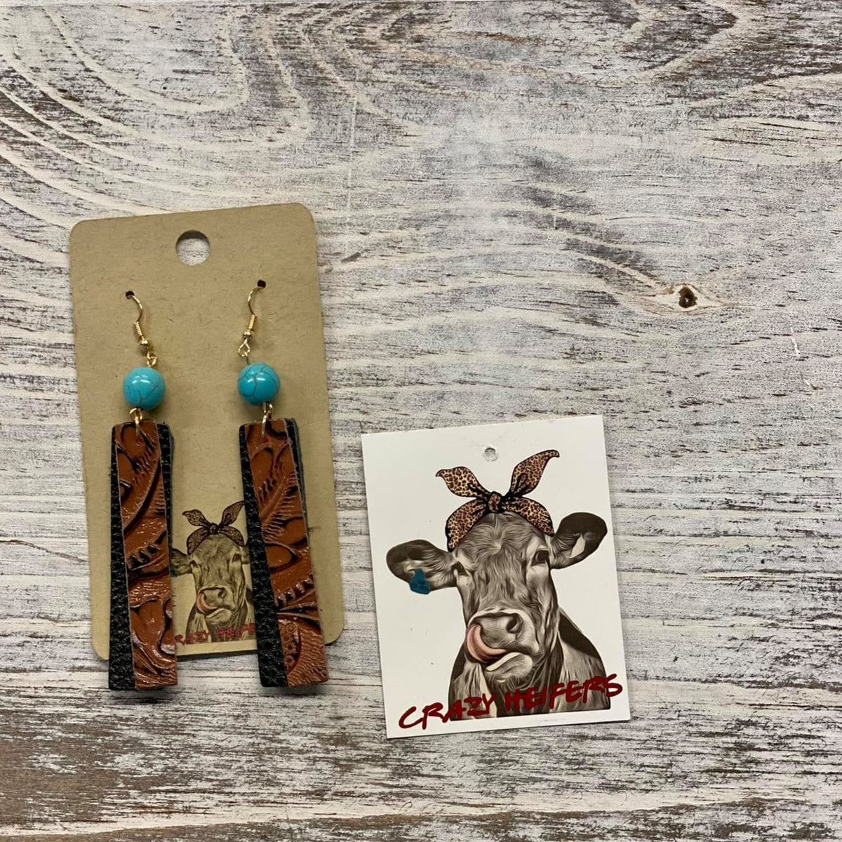 Tooled Leather Dangle Earrings