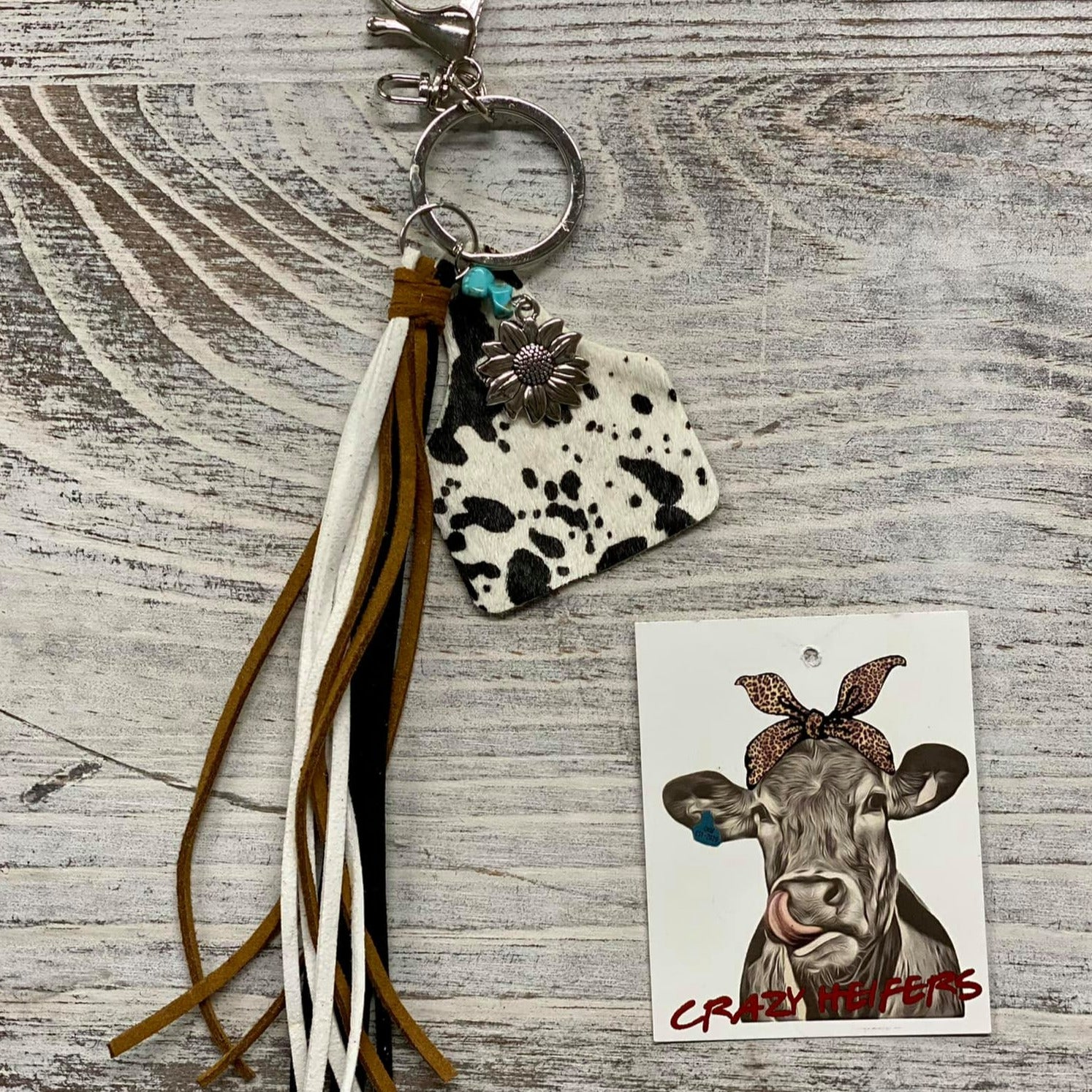 Cow Tag Tassel Keychain