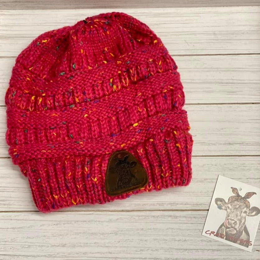 Pony Beanies W/ Leather Patch