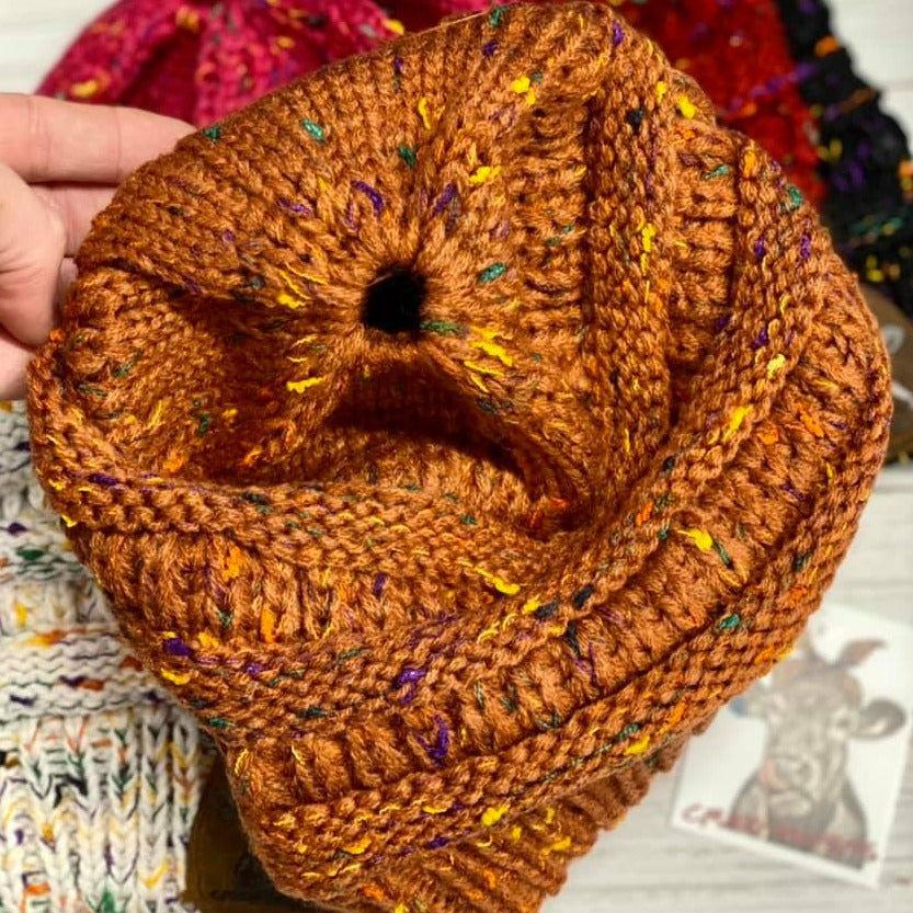 Pony Beanies W/ Leather Patch