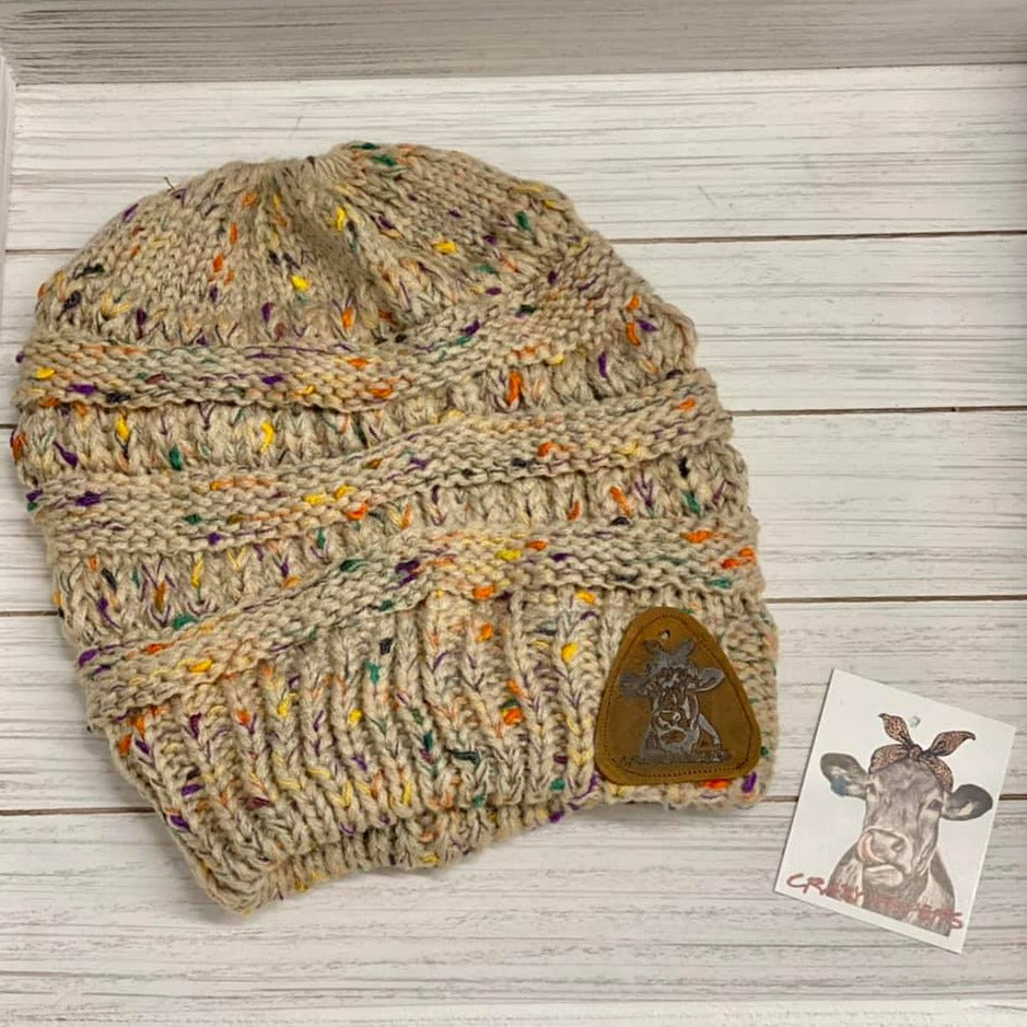 Pony Beanies W/ Leather Patch