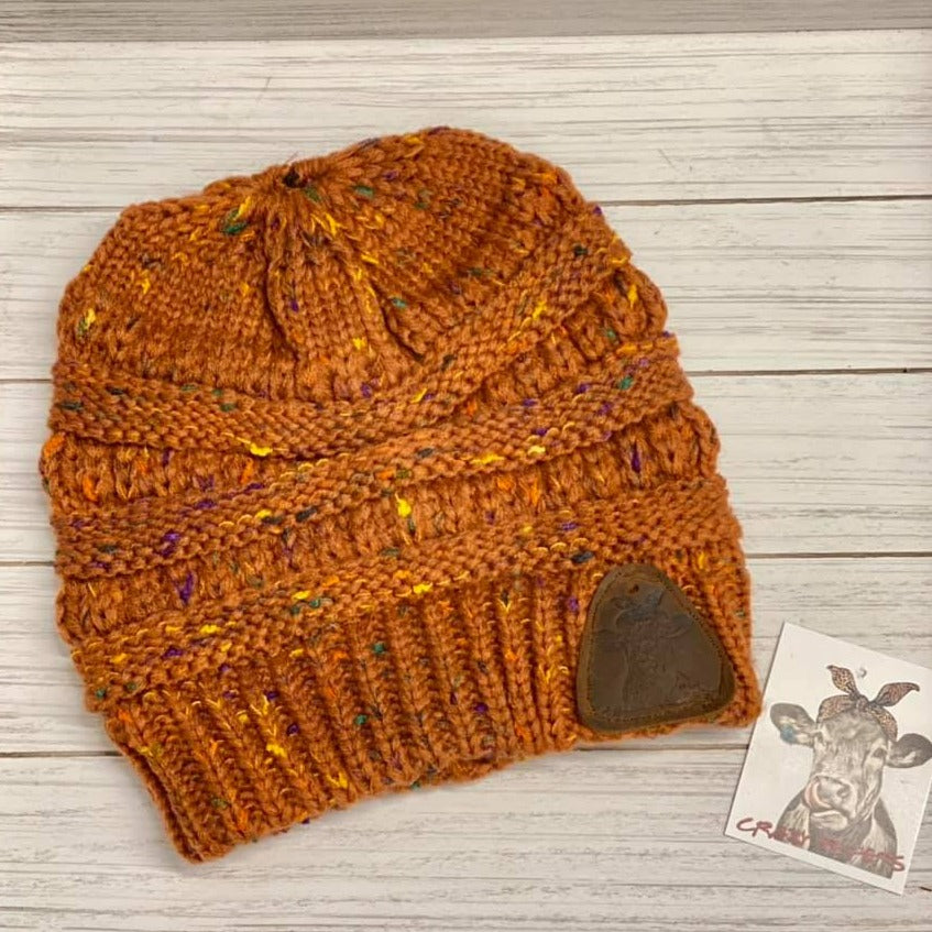 Pony Beanies W/ Leather Patch