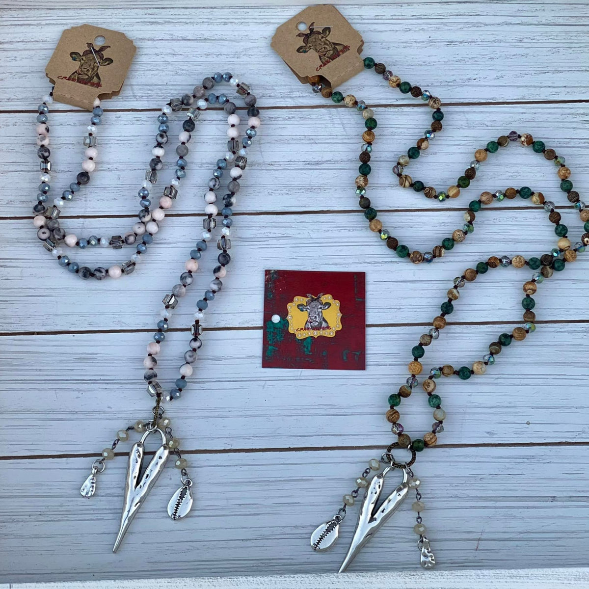 African Turquoise Heart Necklace-Small Beads