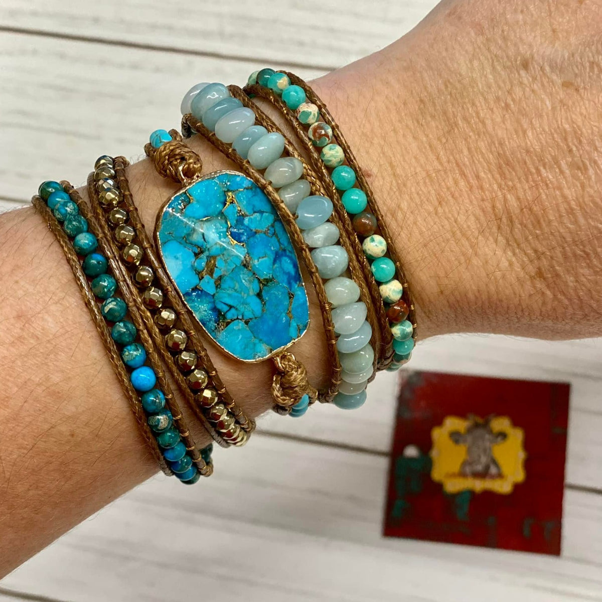 5-Strand Flat Stone Wrap Bracelets