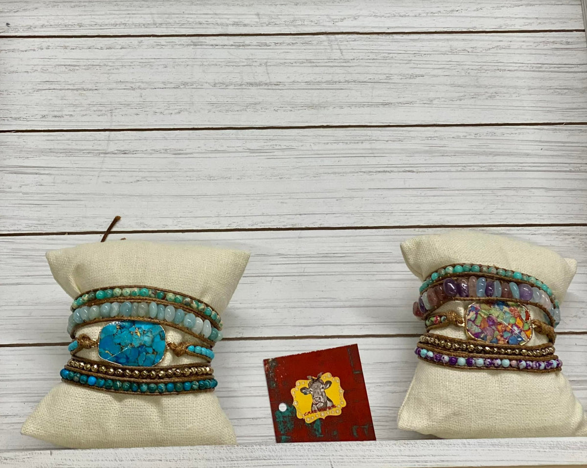 5-Strand Flat Stone Wrap Bracelets