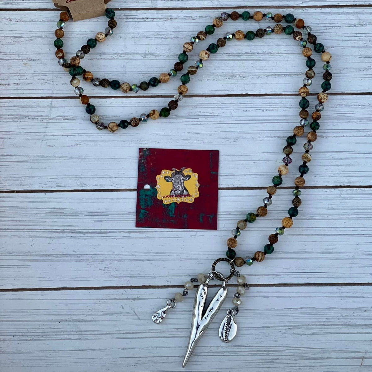 African Turquoise Heart Necklace-Small Beads