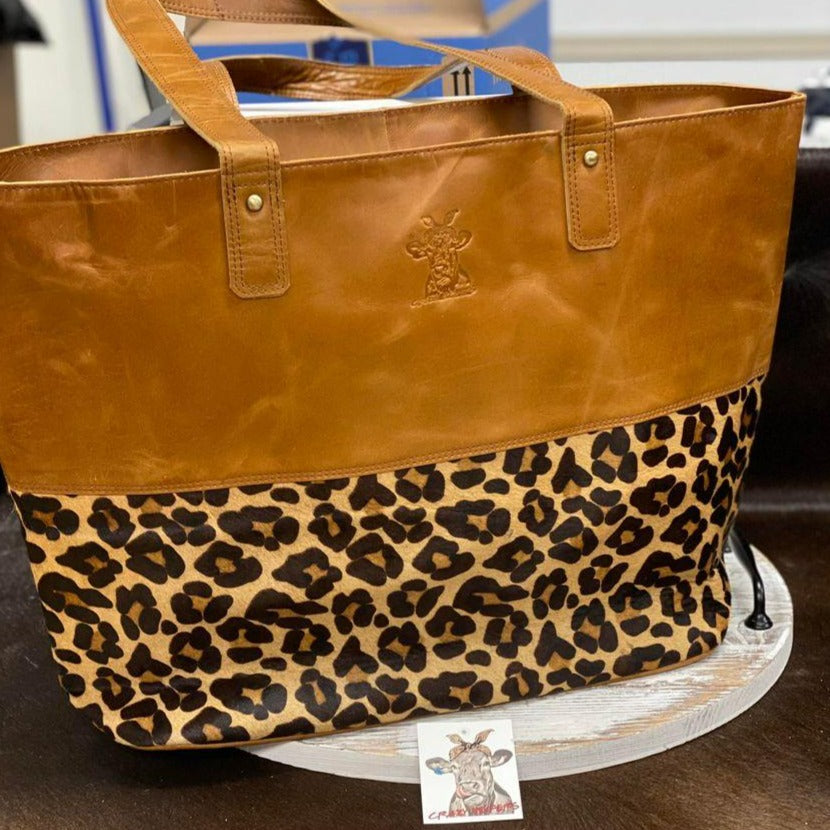 Raven Tote Bag W/ Zipper-Leopard