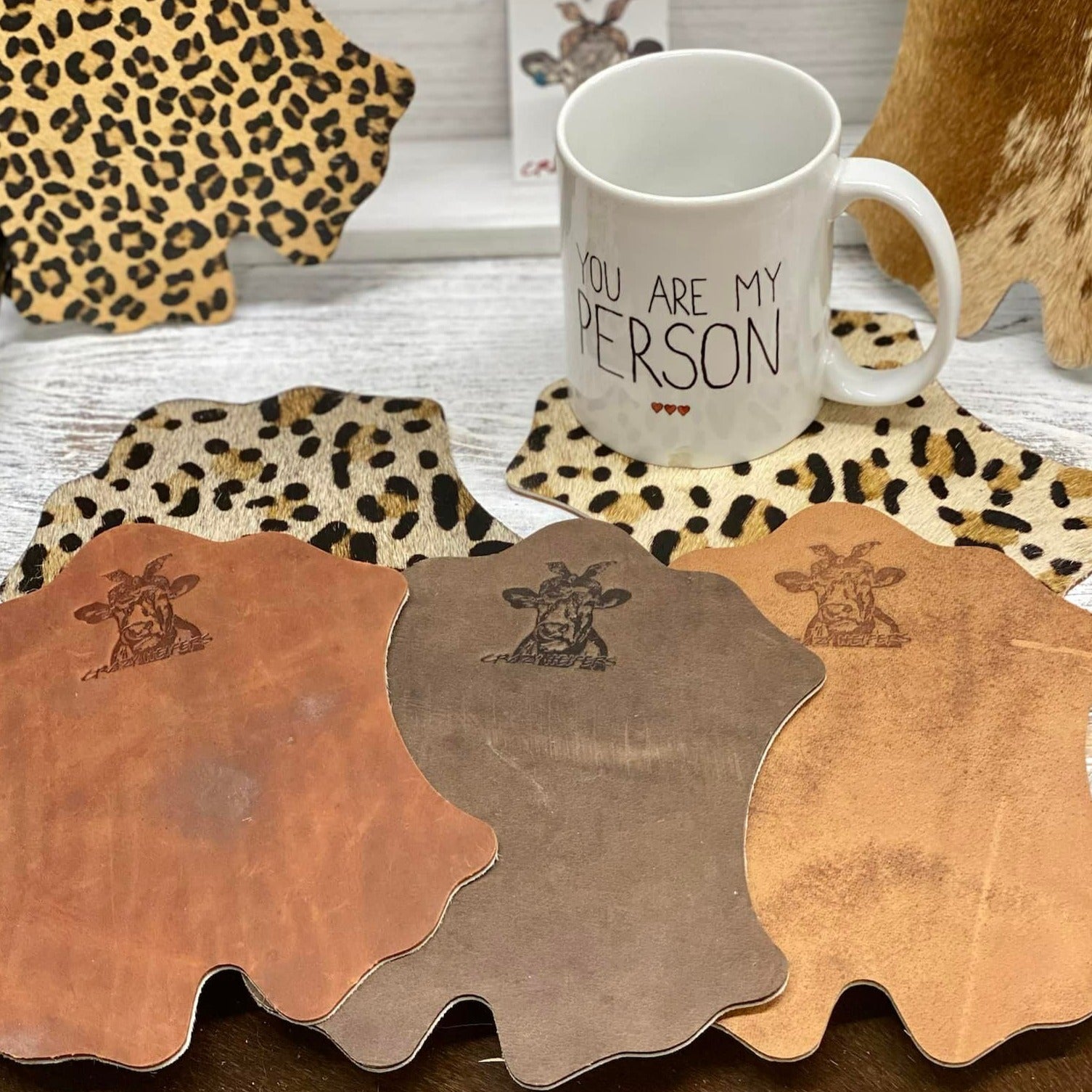 Cowhide/Leather Coasters