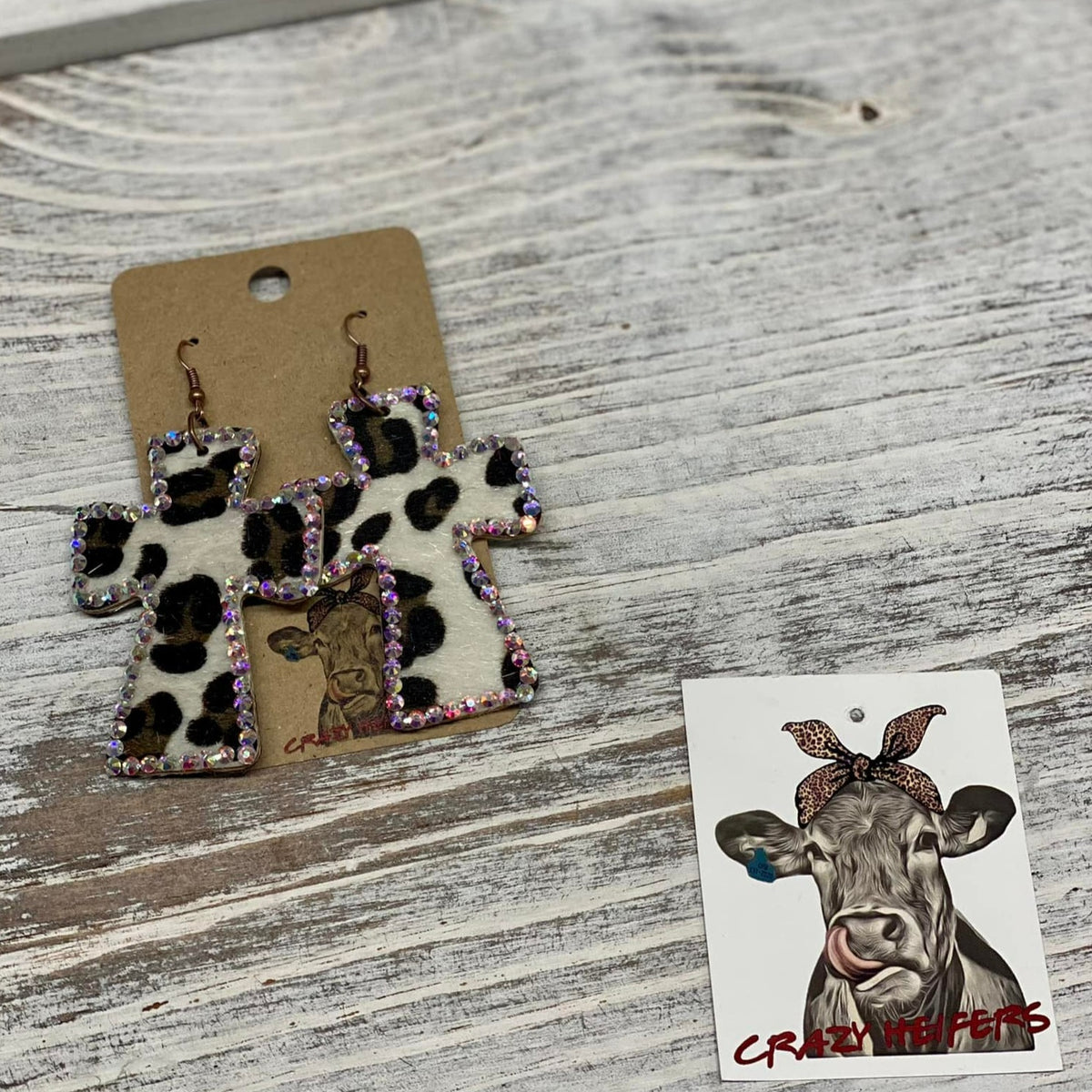 Leopard Cross Earrings
