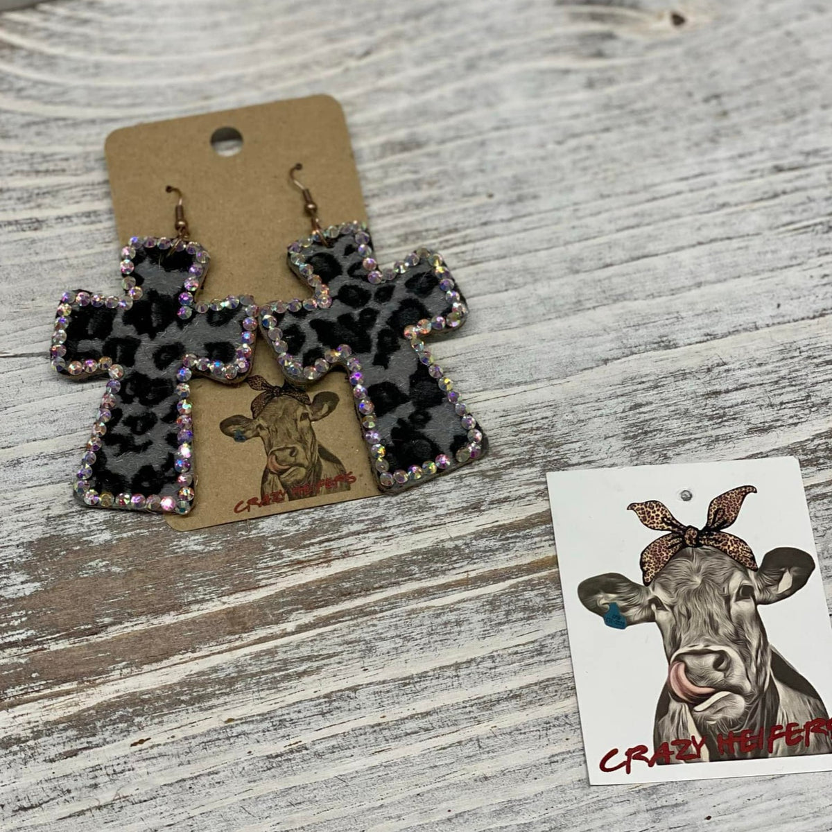 Leopard Cross Earrings