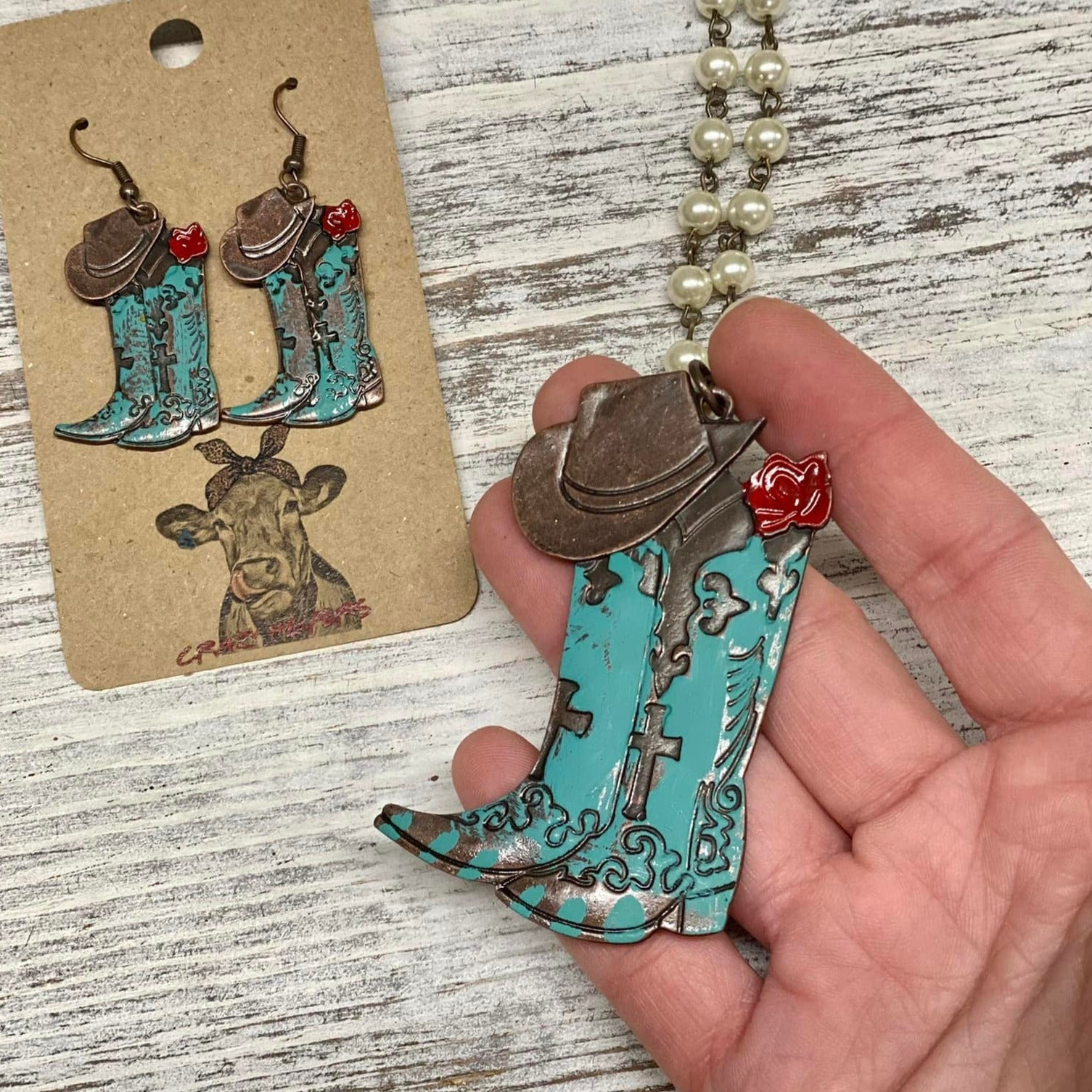 Boots Necklace & Earring Set