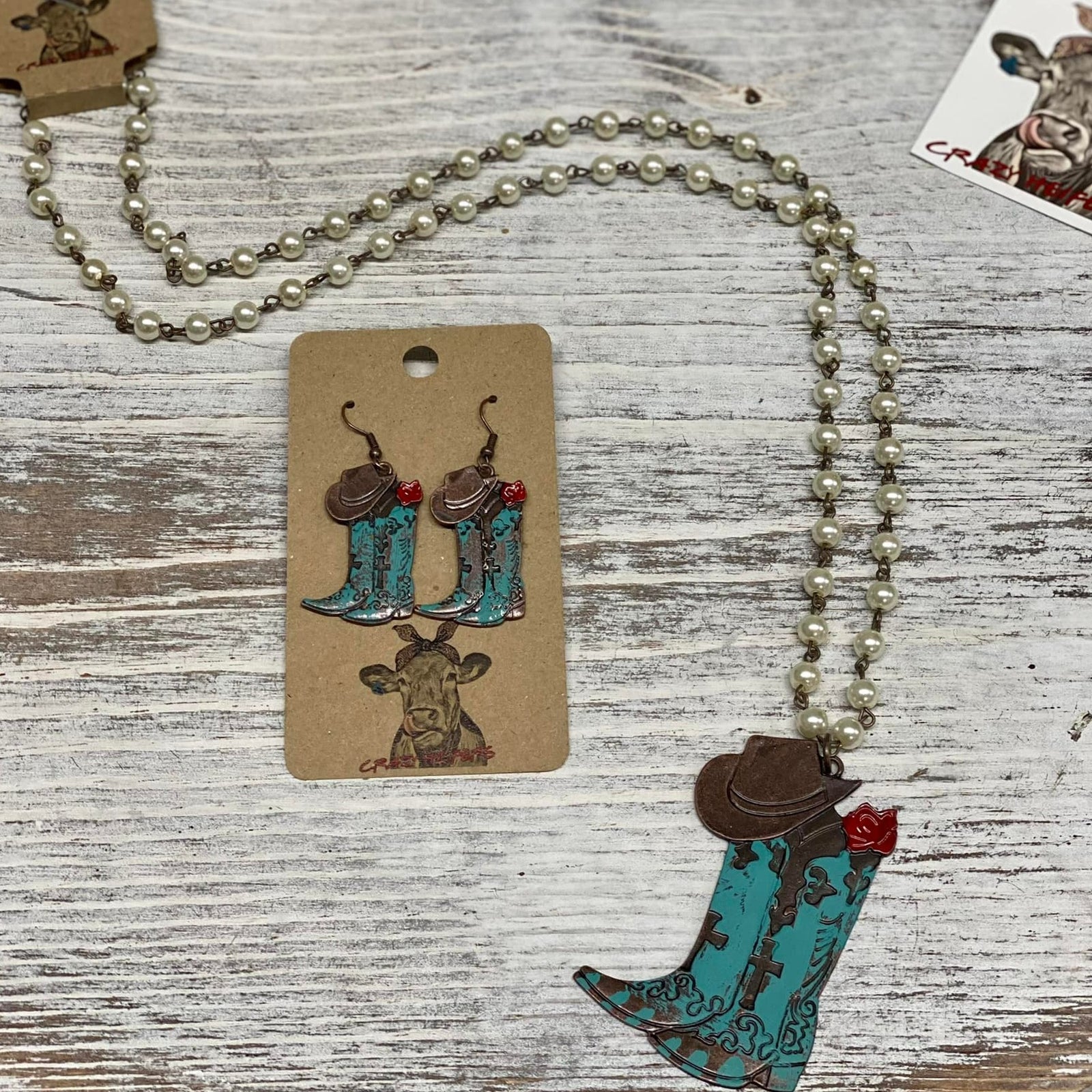Boots Necklace & Earring Set
