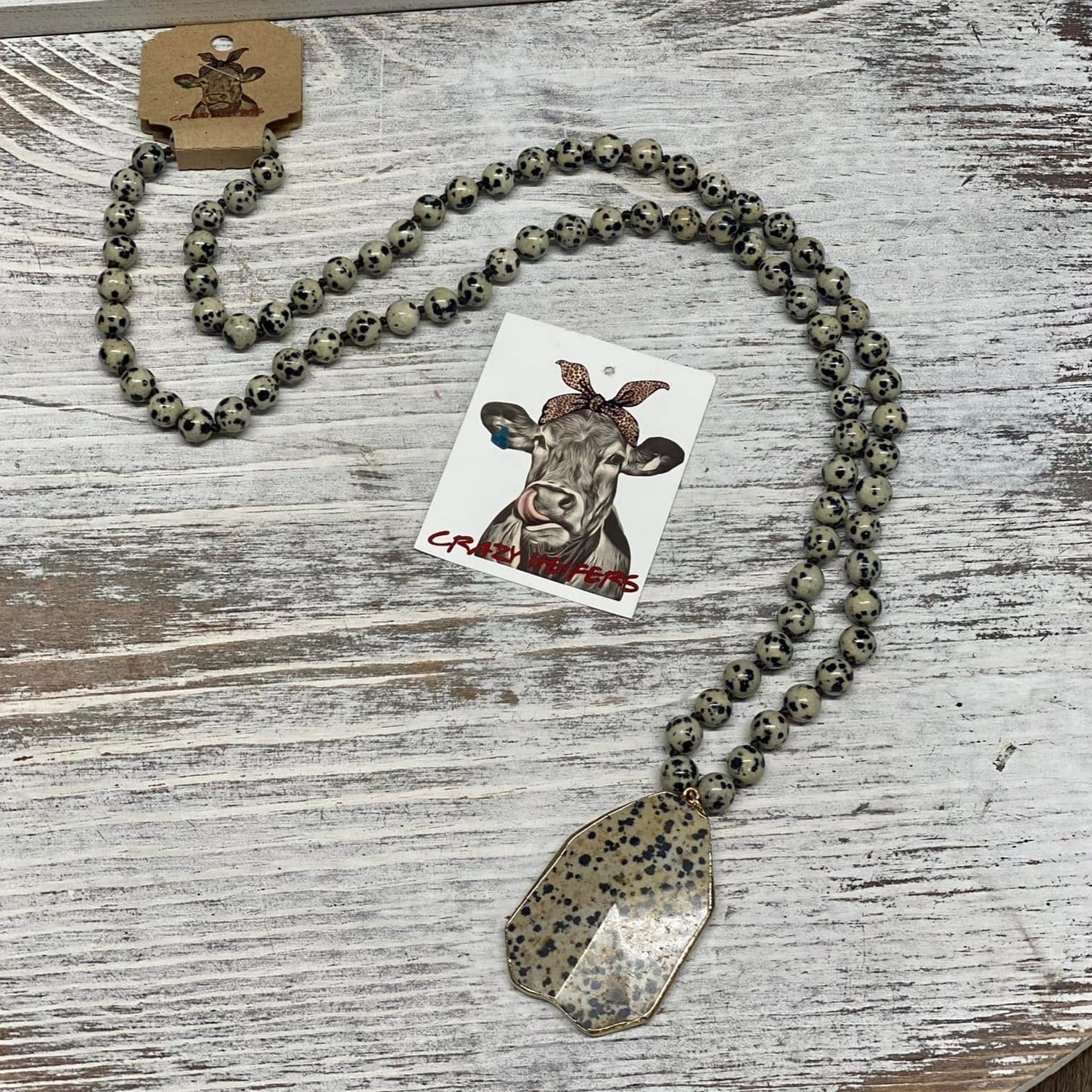 Dalmation Drop Stone Necklace