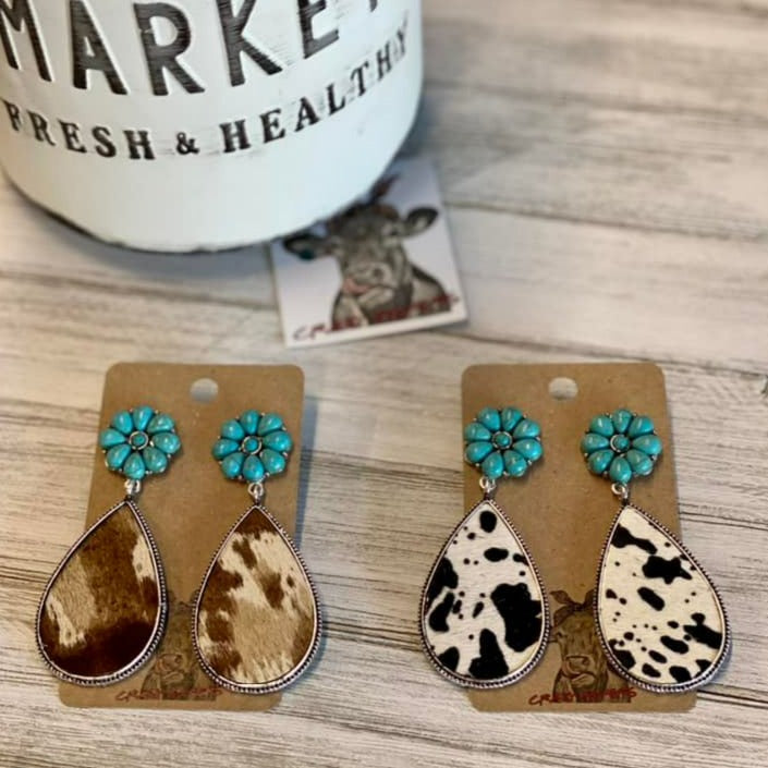 Cowhide Drop Earrings