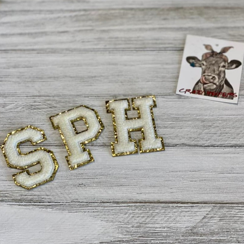 Chenille Letters-Stick On-White