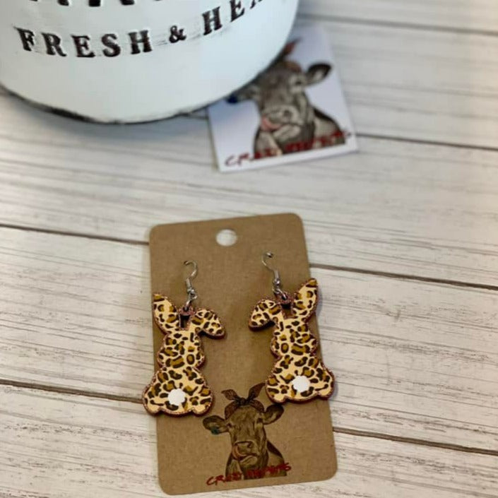 Leopard Bunny Dangle Earrings