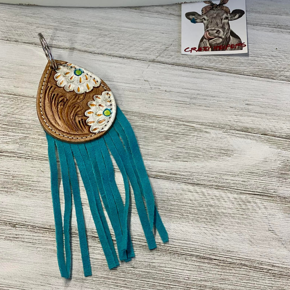 Tooled Leather Keychain-Large