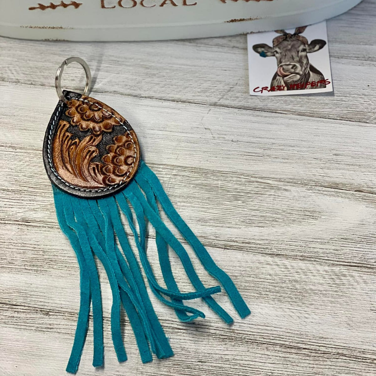 Tooled Leather Keychain-Large