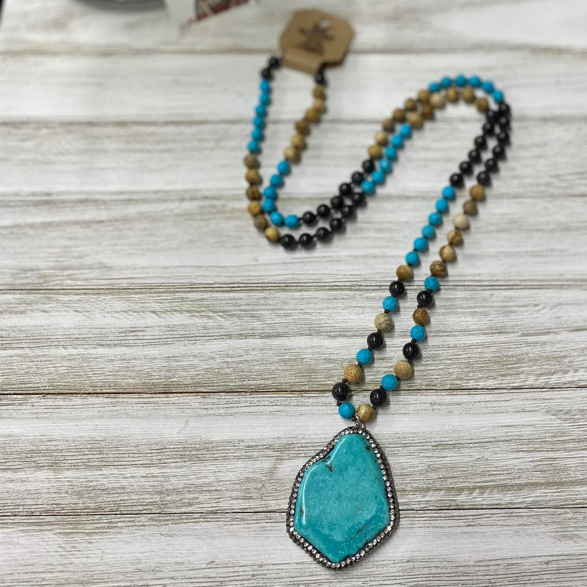 Turquoise Flat Stone Necklace