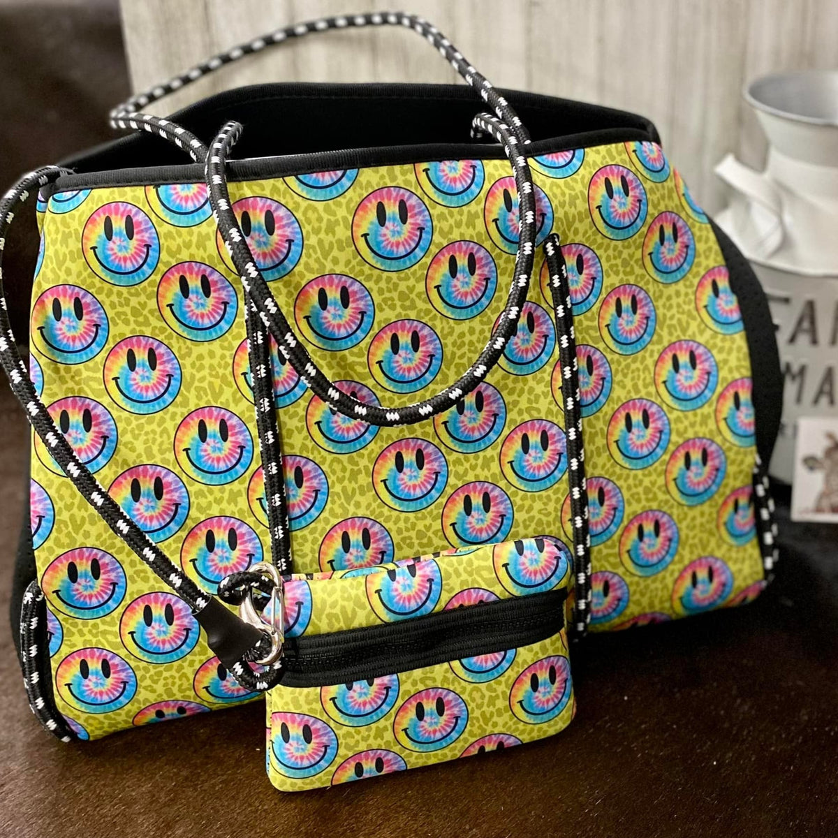 Neoprene Beach Bag W/ Wristlet-NEW Colors