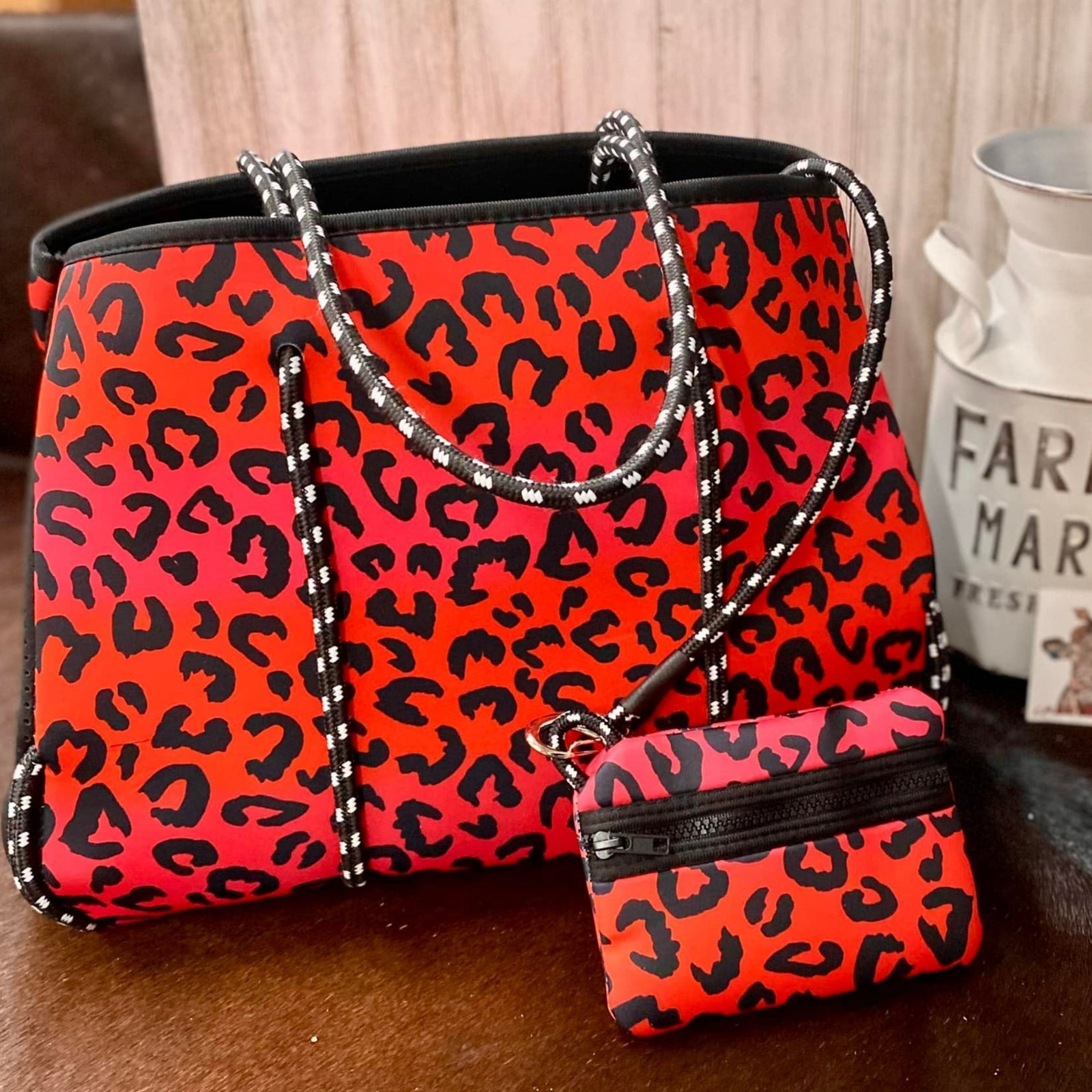 Neoprene Beach Bag W/ Wristlet-NEW Colors