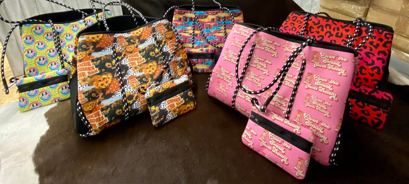 Neoprene Beach Bag W/ Wristlet-NEW Colors