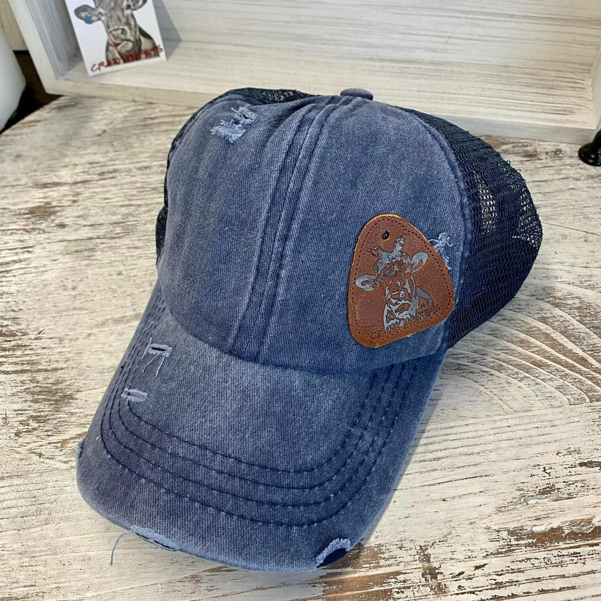 Criss Cross Ball Cap W/ Leather Patch