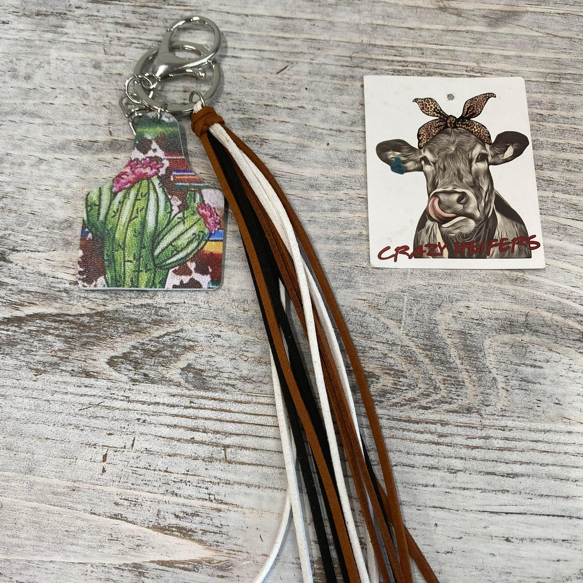 Cow Tag Tassel Keychain-NEW