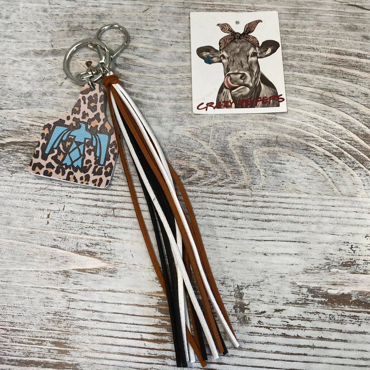Cow Tag Tassel Keychain-NEW