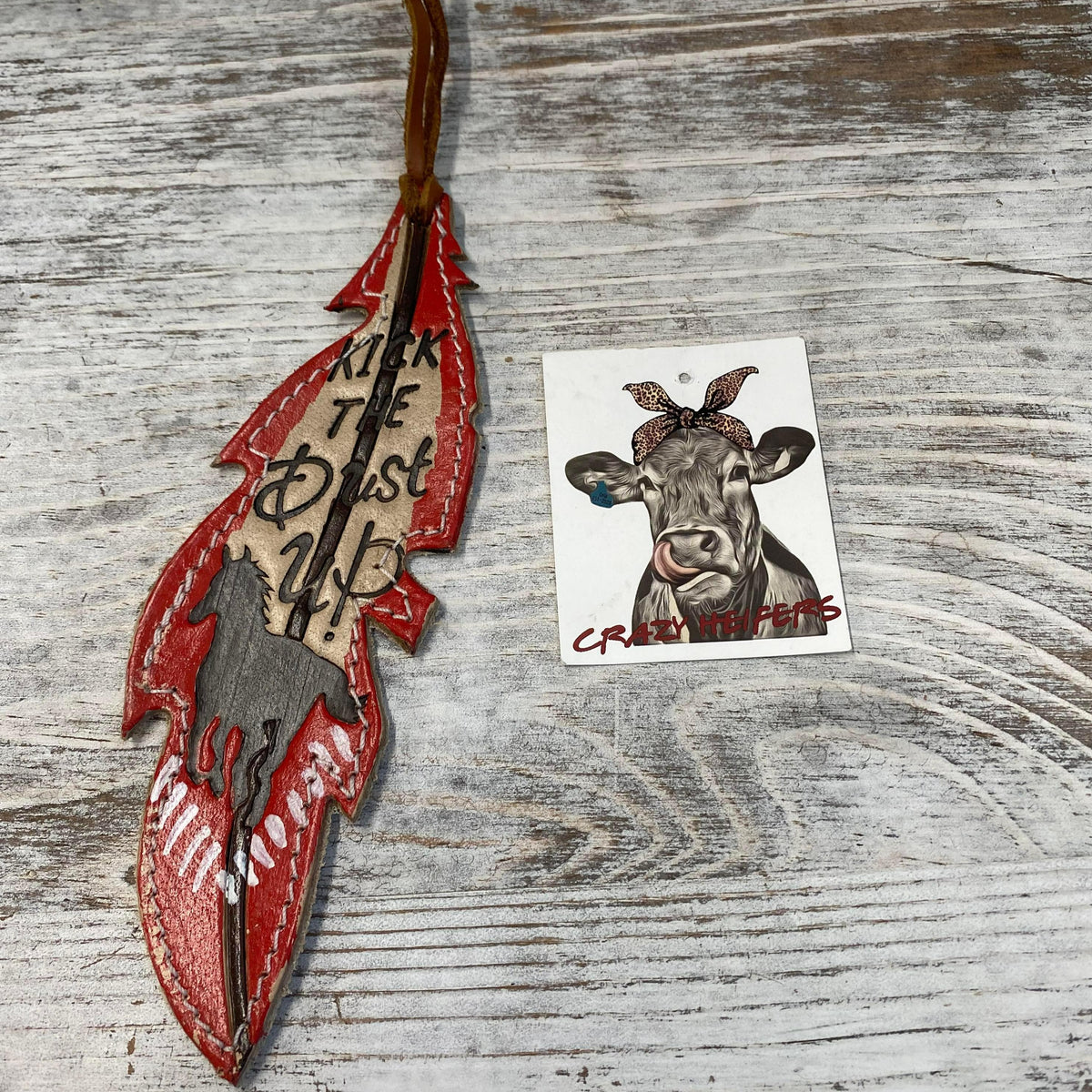 Tooled Feather Bag Charms