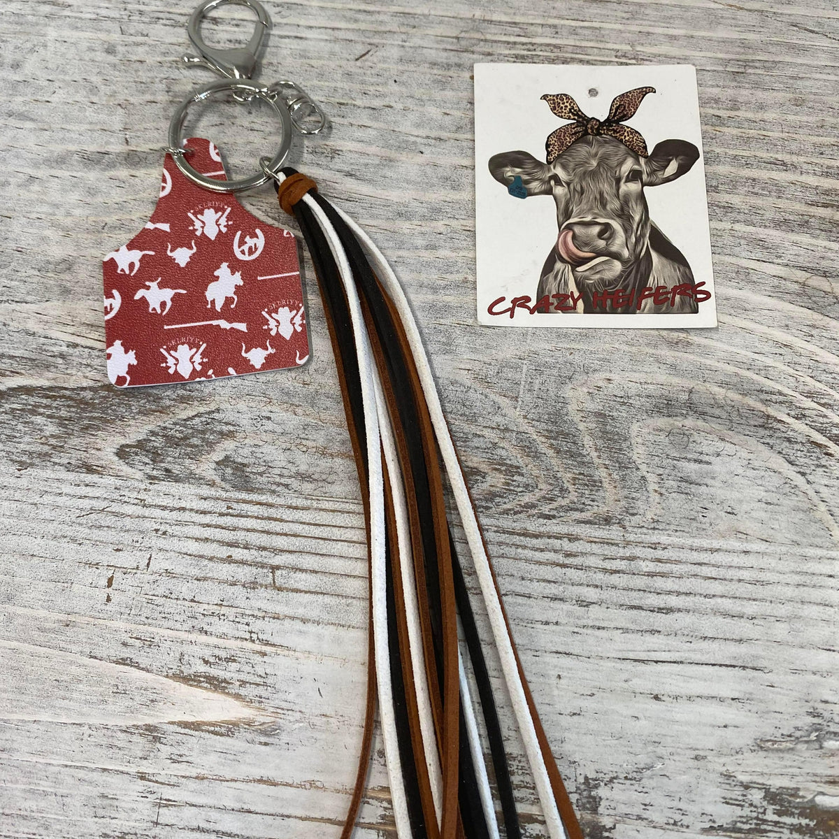 Cow Tag Tassel Keychain-NEW