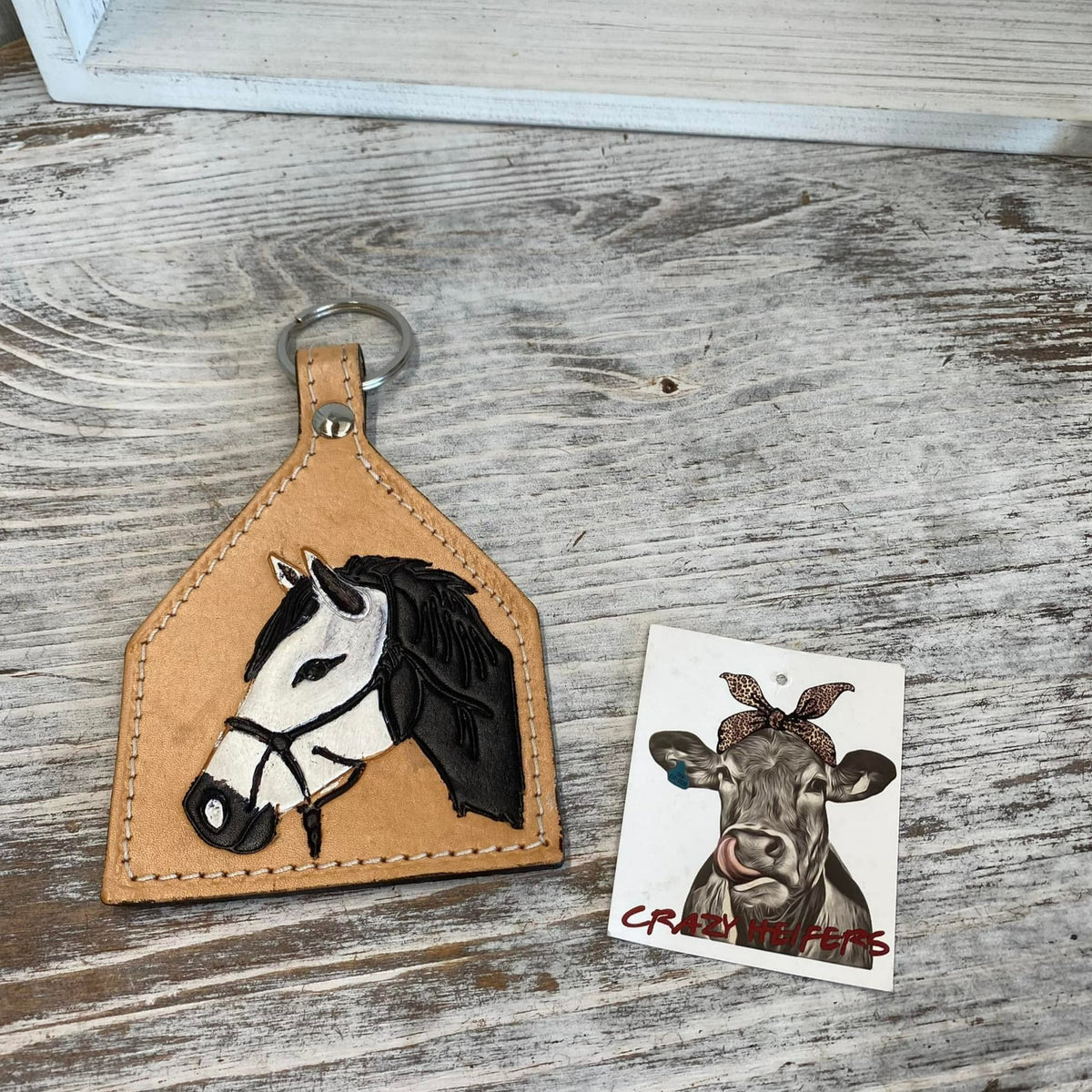 Tooled Leather Keychain-Horse