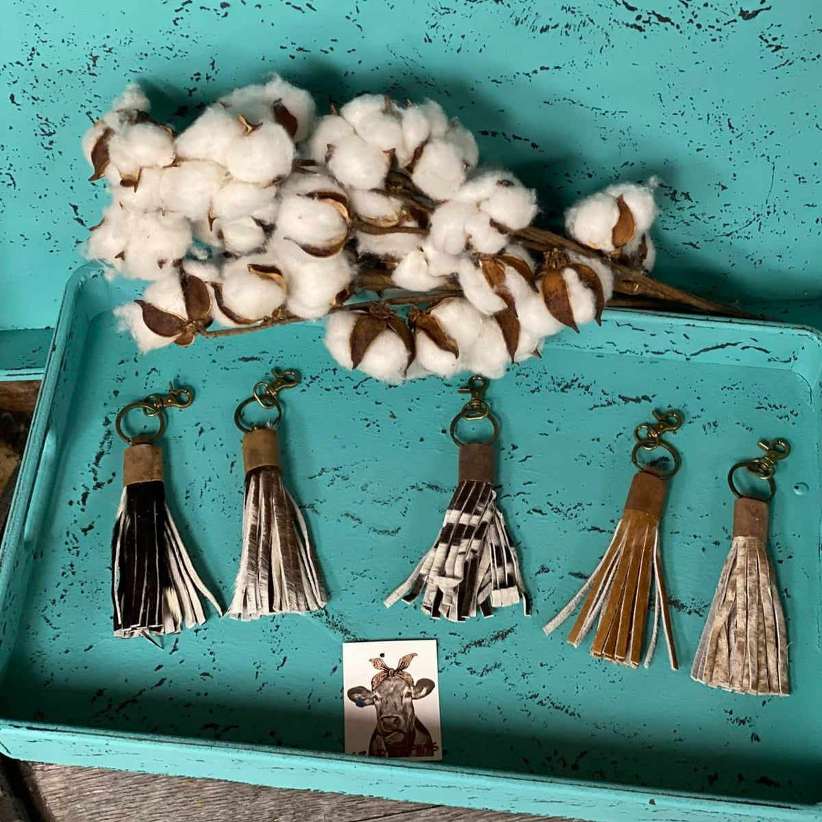 Cowhide Tassel Bag Charms /Keychain