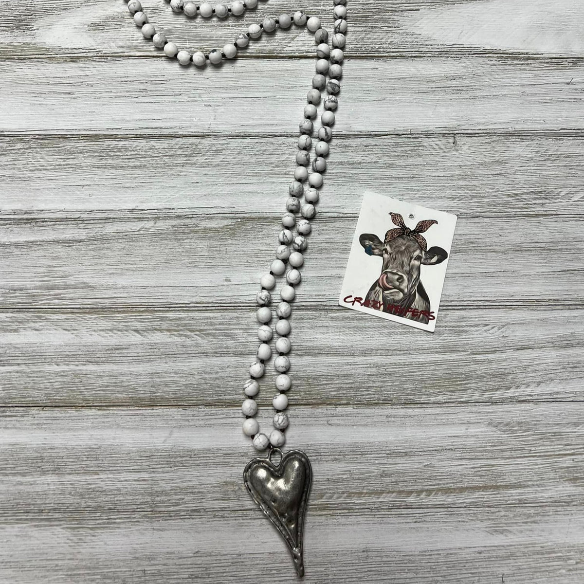 Heart Pendant Natural Stone Beaded Necklace-NEW COLORS