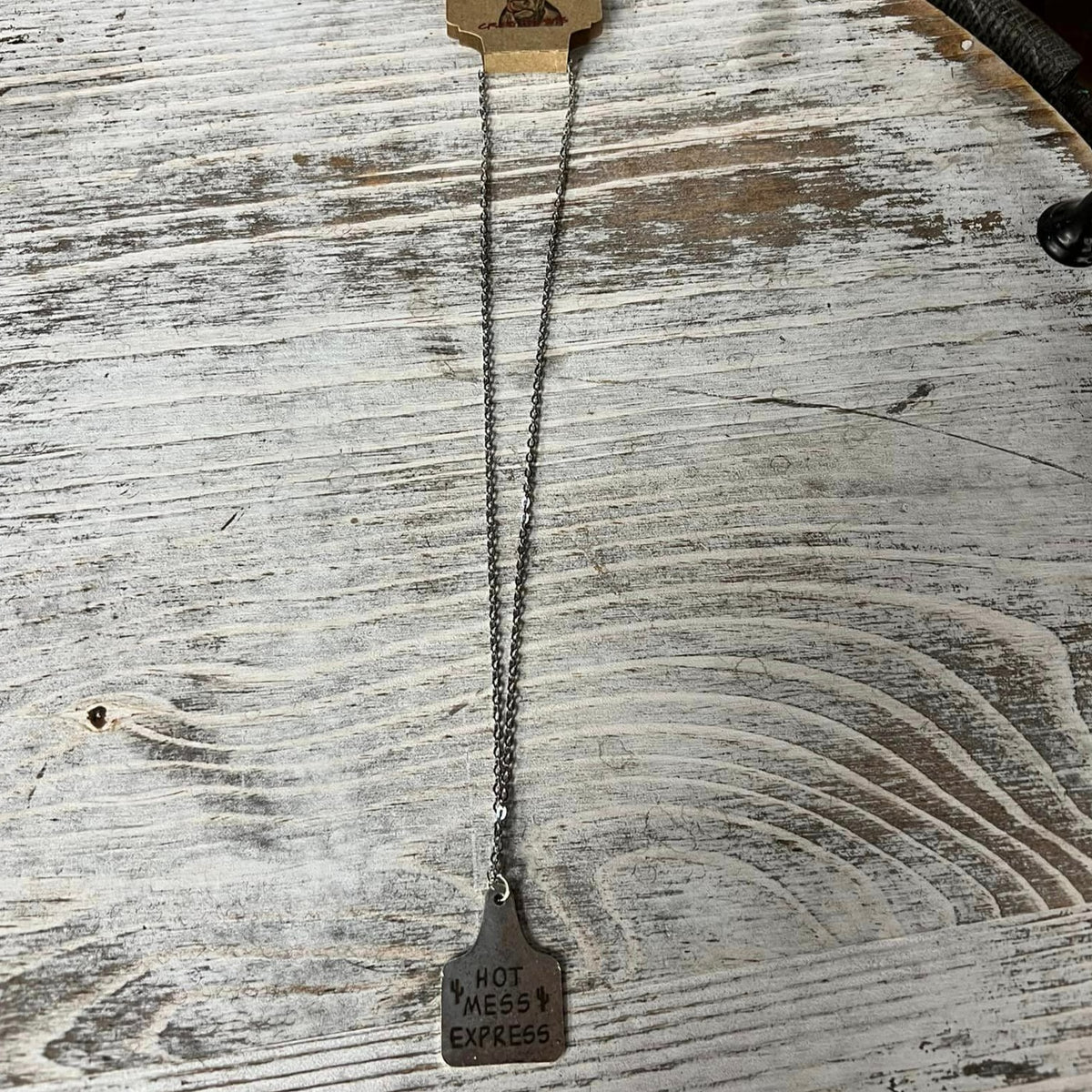 Metal Cow Tag Necklace