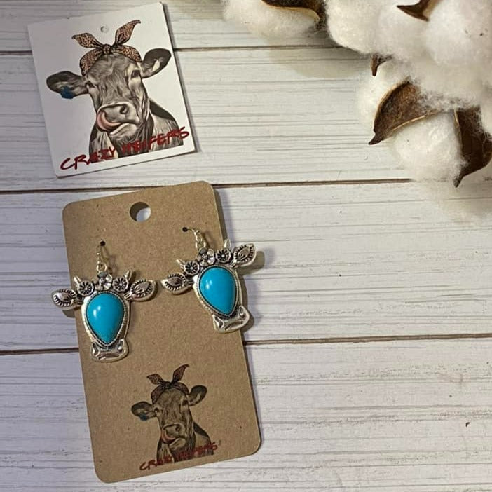 Turquoise Cow Dangle Earrings