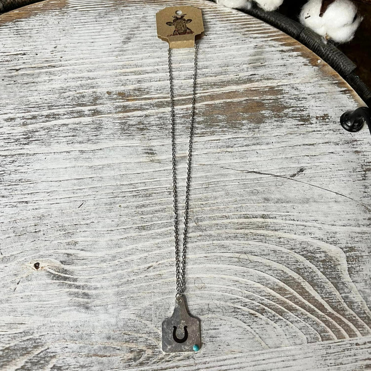 Metal Cow Tag Necklace