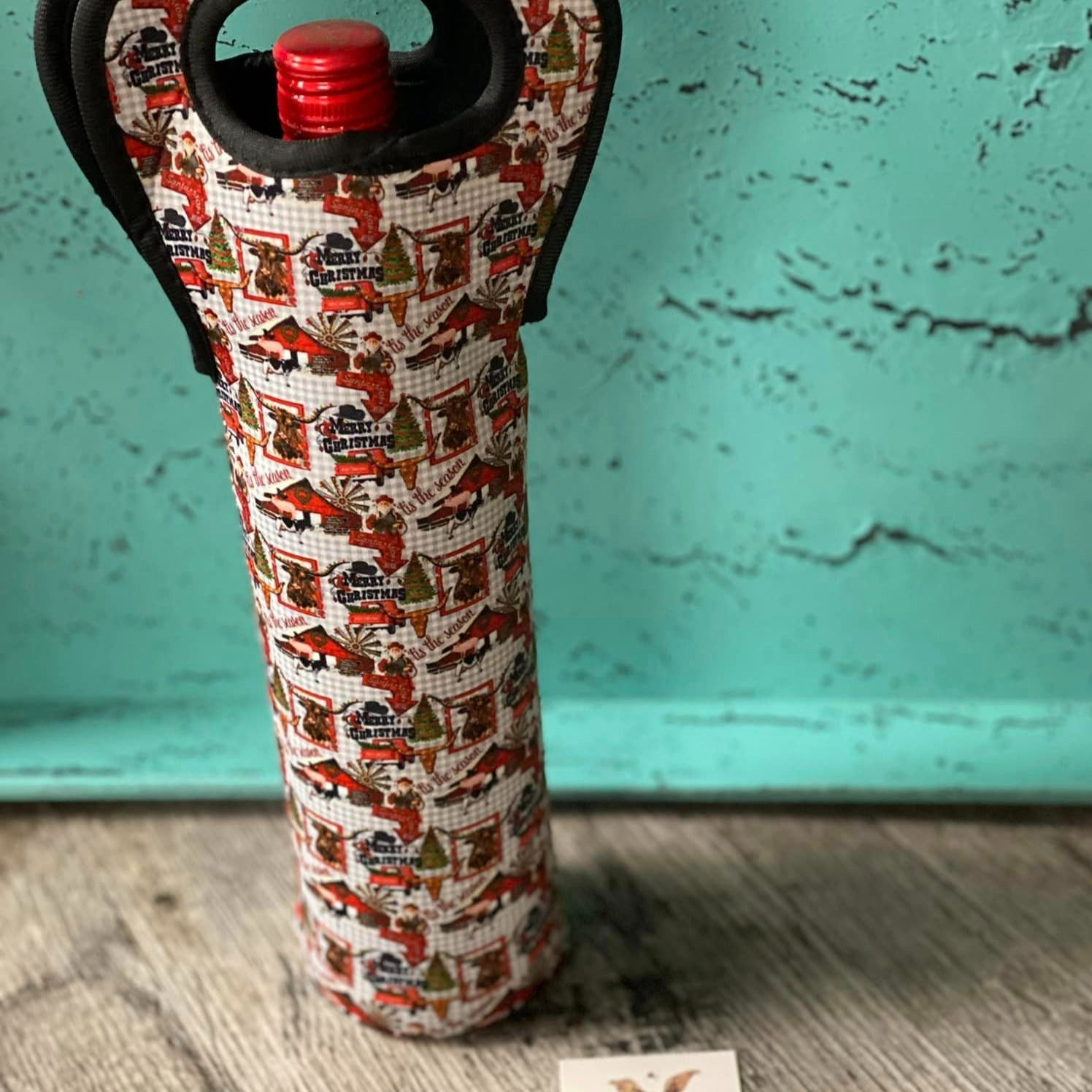 Neoprene Wine Tote Bags-Christmas